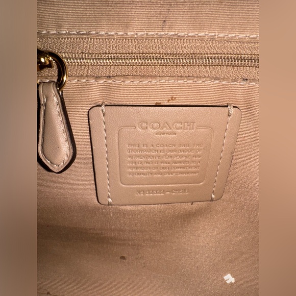 COACH Rowan White Gold Logo Bee Satchel Leather Canvas Crossbody Bag CH516 - Picture 9 of 11